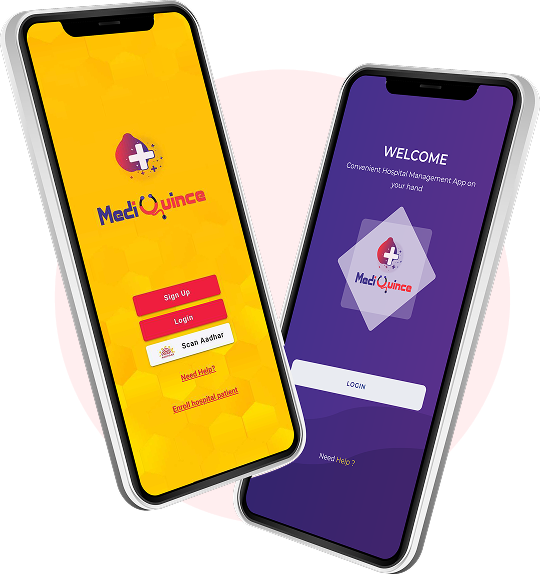 Mediquince Patient and Doctor App Home Screens